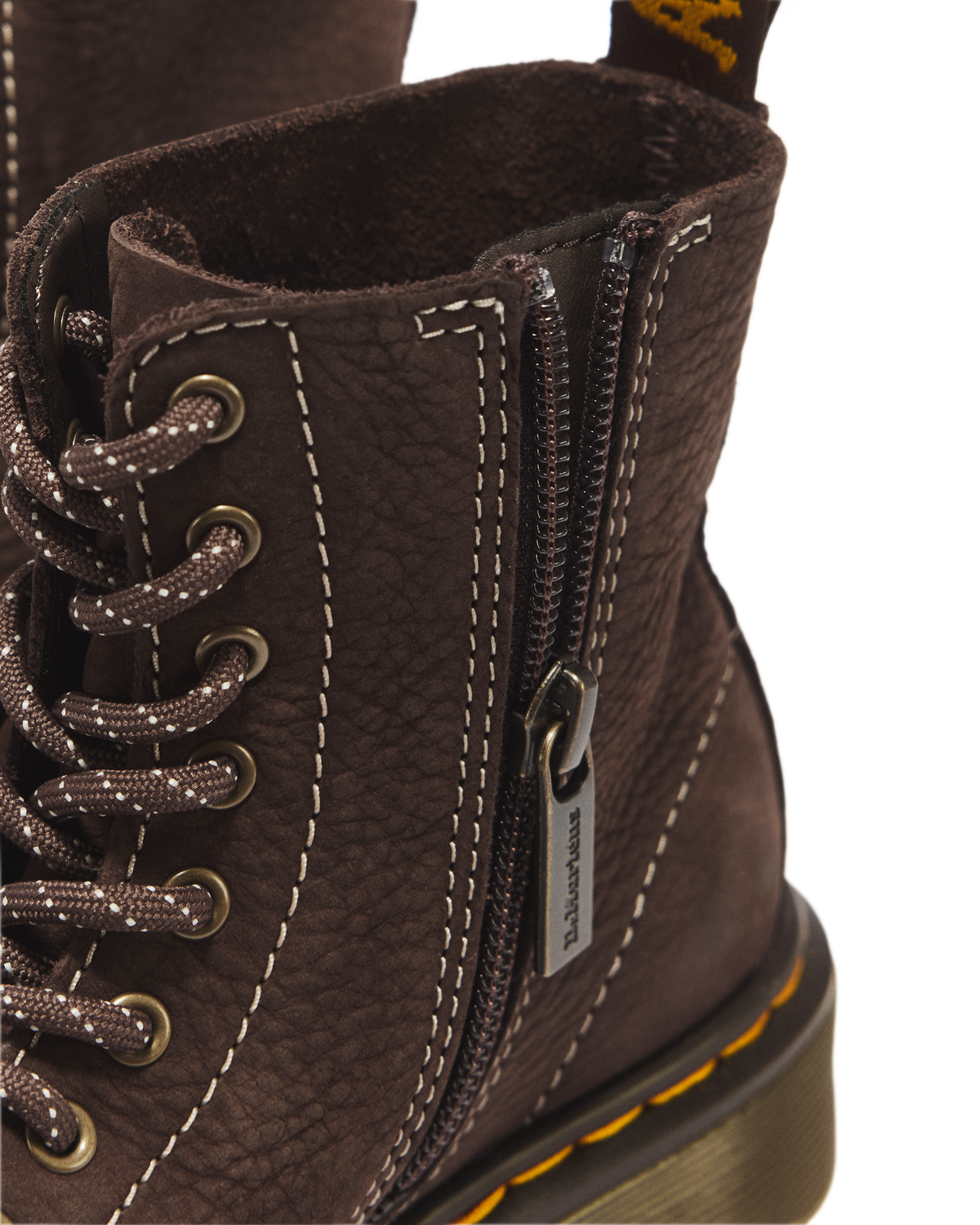 Junior 1460 Tumbled Nubuck Boots in Dark Brown