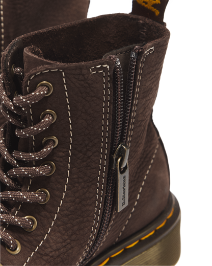 Junior 1460 Tumbled Nubuck Boots in Dark Brown