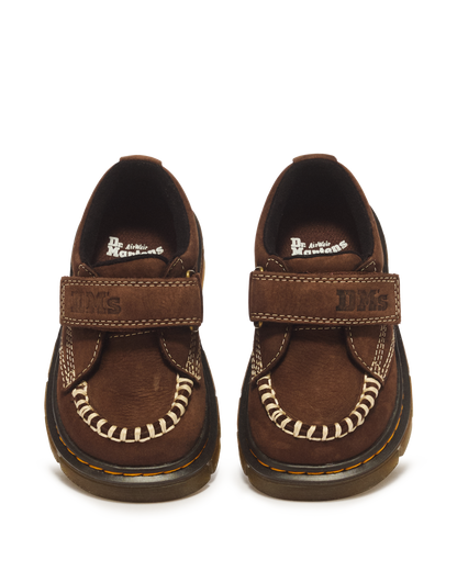 Toddler Raffe Strap Tumbled Nubuck Strap Shoes in Dark Brown