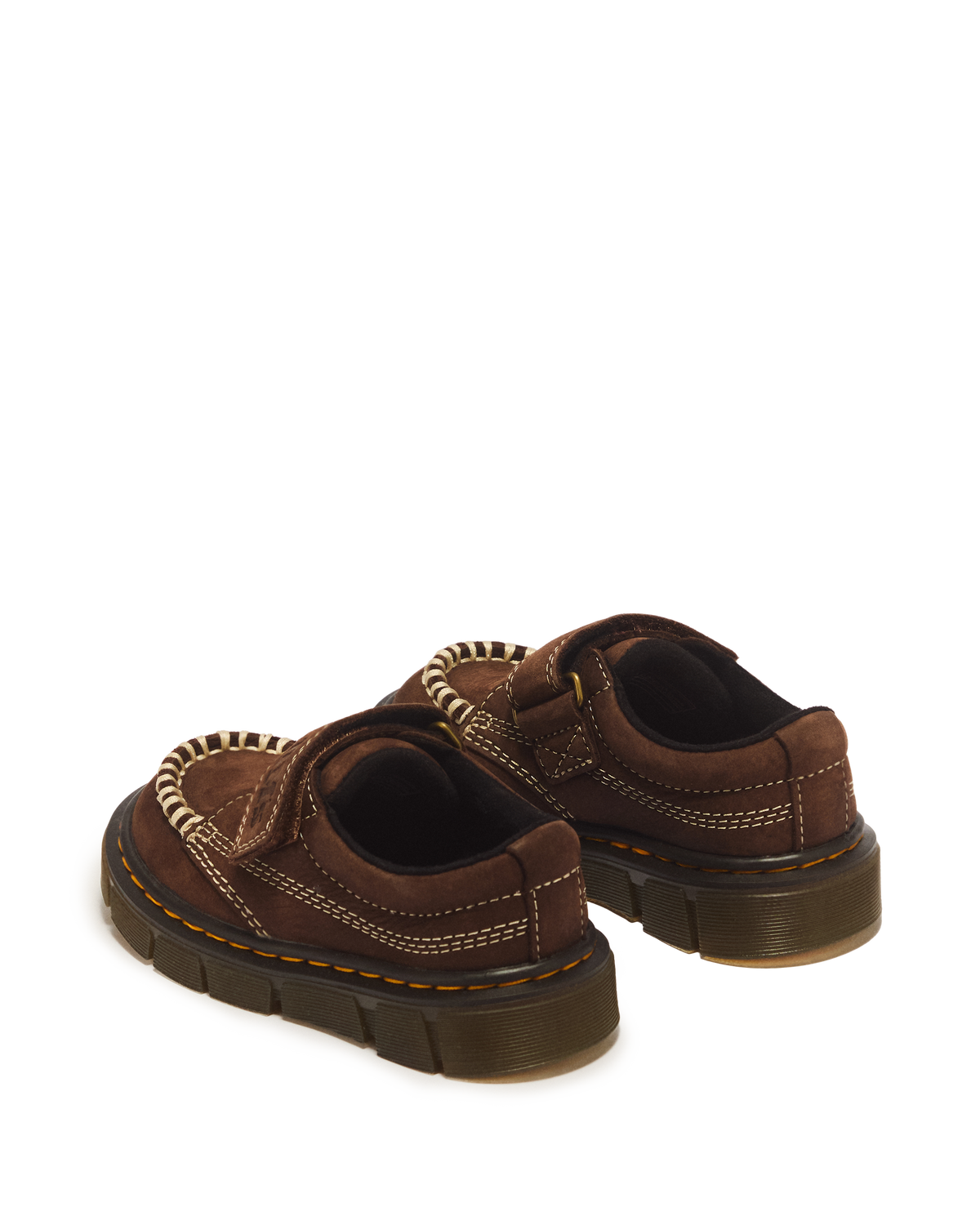 Toddler Raffe Strap Tumbled Nubuck Strap Shoes in Dark Brown