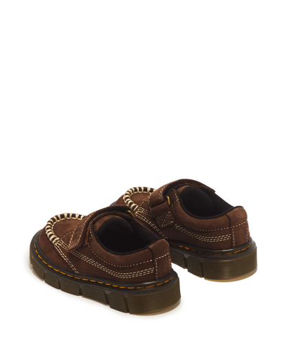 Toddler Raffe Strap Tumbled Nubuck Strap Shoes in Dark Brown