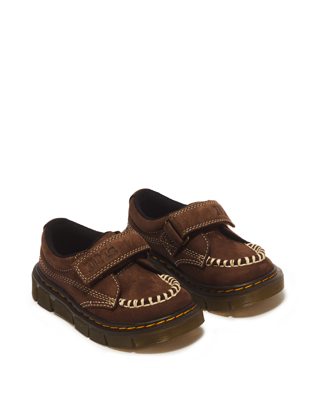 Toddler Raffe Strap Tumbled Nubuck Strap Shoes in Dark Brown