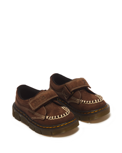Toddler Raffe Strap Tumbled Nubuck Strap Shoes in Dark Brown