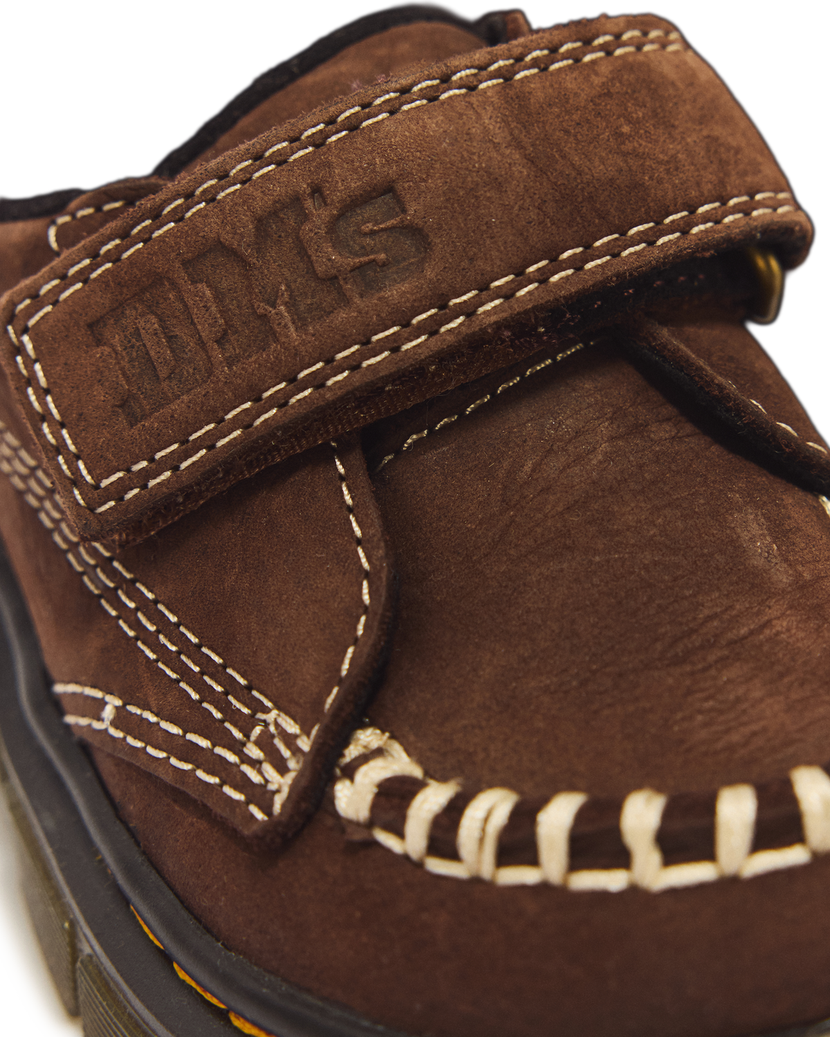 Toddler Raffe Strap Tumbled Nubuck Strap Shoes in Dark Brown