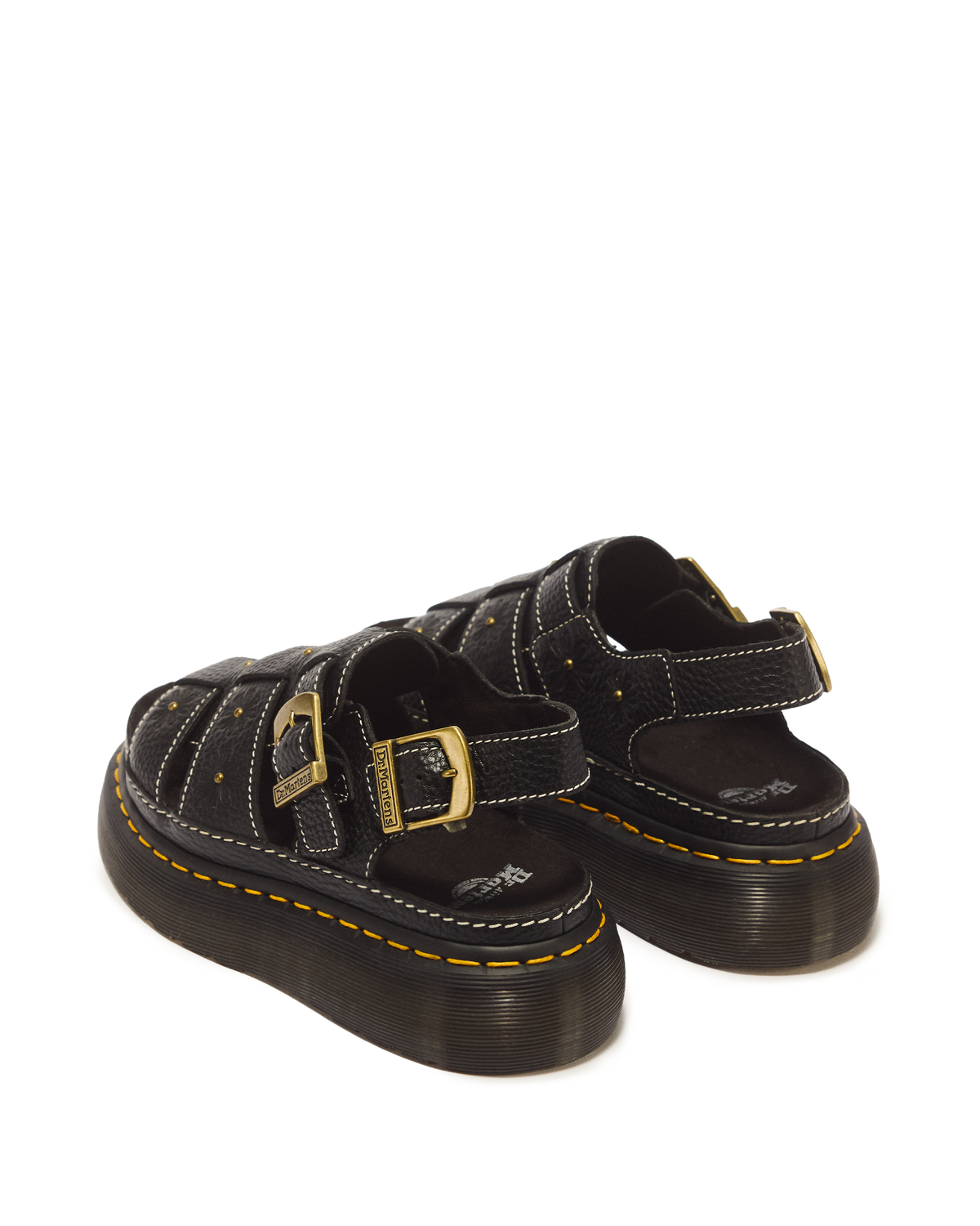 Wrenlie Open Toe Nappa Leather Fisherman Platform Sandals in Black Milled Nappa