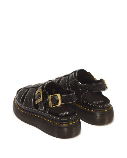 Wrenlie Open Toe Nappa Leather Fisherman Platform Sandals in Black Milled Nappa