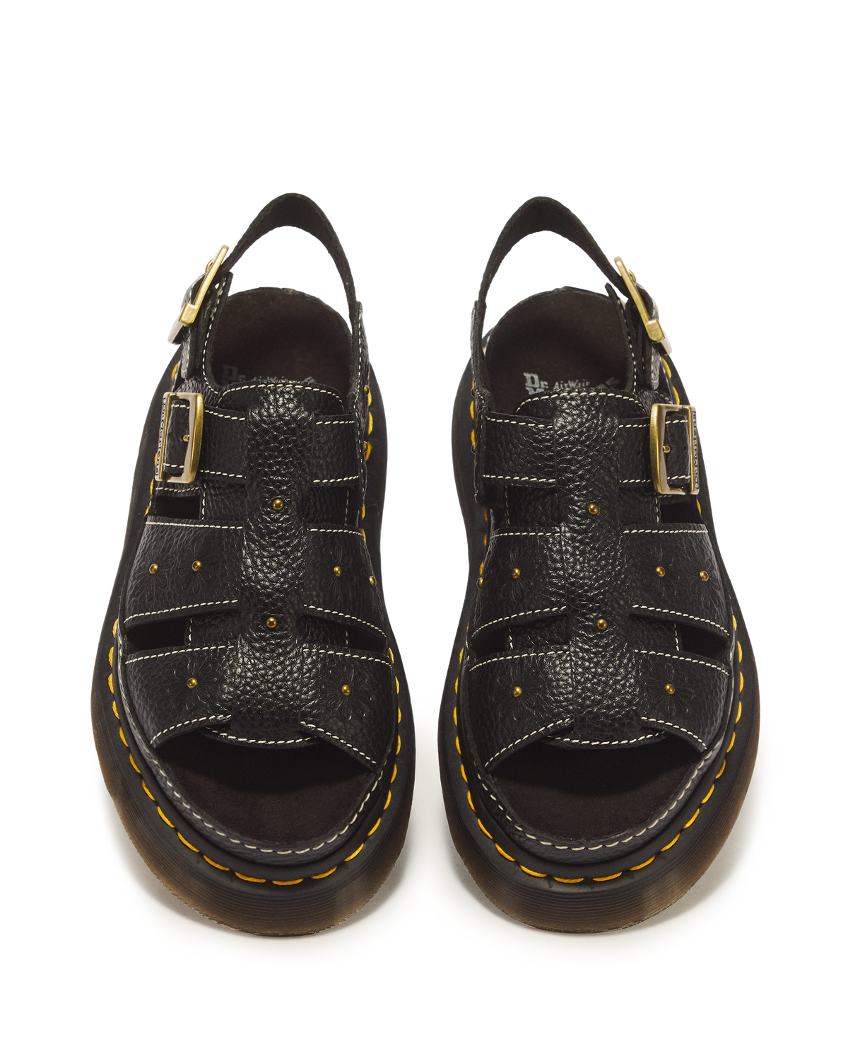 Wrenlie Open Toe Nappa Leather Fisherman Platform Sandals in Black Milled Nappa