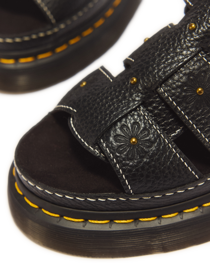 Wrenlie Open Toe Nappa Leather Fisherman Platform Sandals in Black Milled Nappa