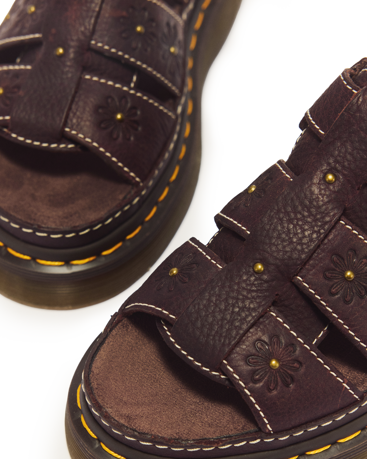 Wrenlie Open Toe Grizzly Leather Fisherman Platform Sandals in Dark Brown