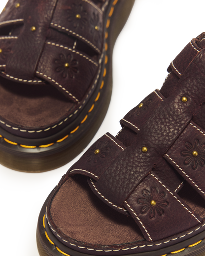 Wrenlie Open Toe Grizzly Leather Fisherman Platform Sandals in Dark Brown