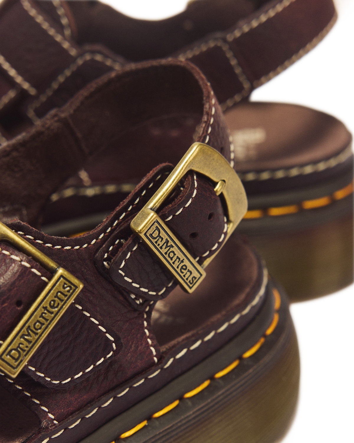 Wrenlie Open Toe Grizzly Leather Fisherman Platform Sandals in Dark Brown