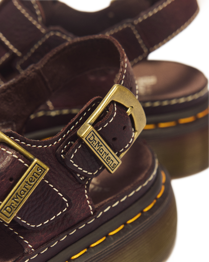 Wrenlie Open Toe Grizzly Leather Fisherman Platform Sandals in Dark Brown
