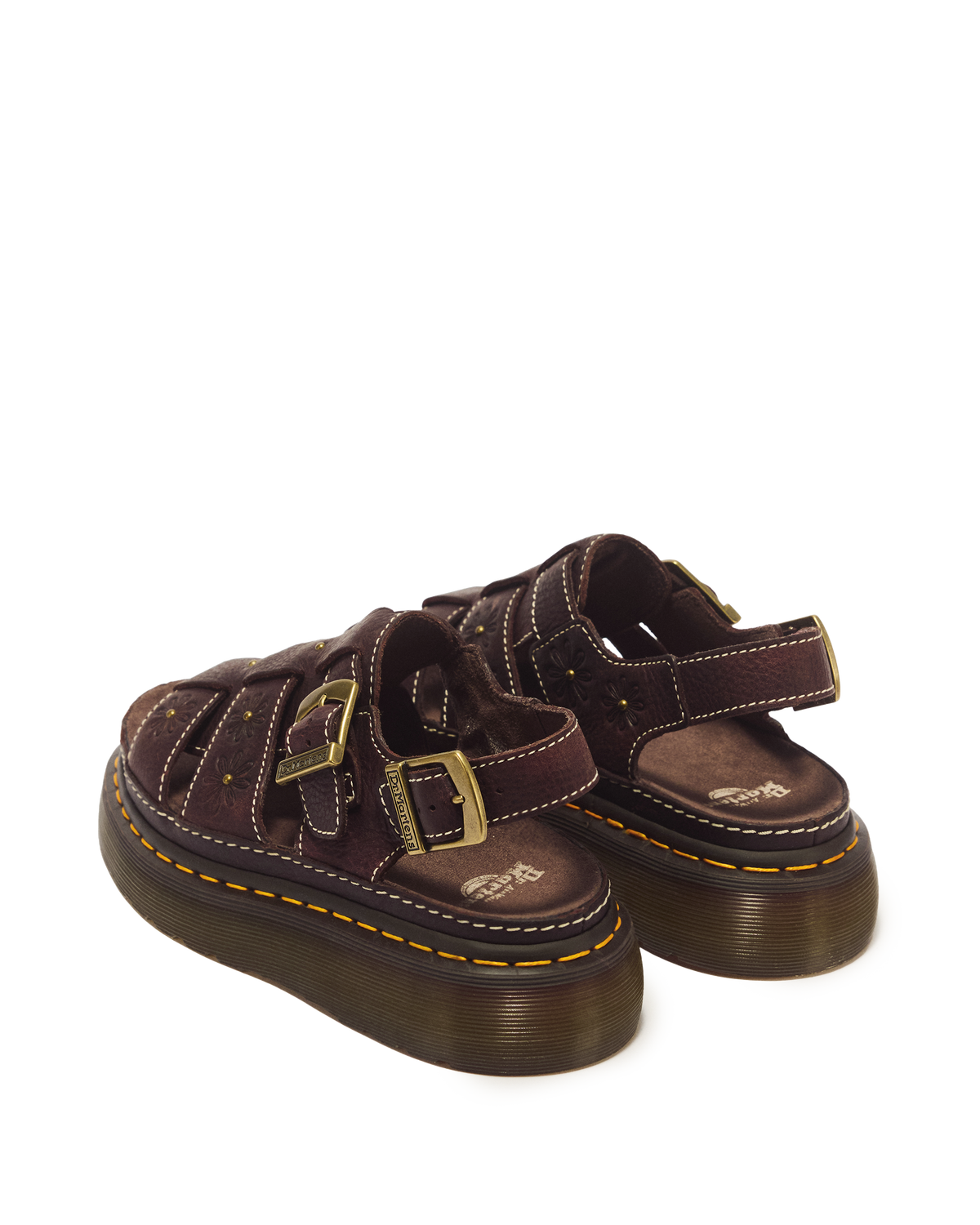 Wrenlie Open Toe Grizzly Leather Fisherman Platform Sandals in Dark Brown
