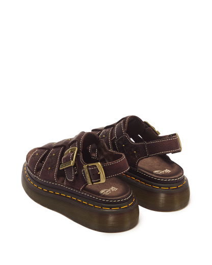 Wrenlie Open Toe Grizzly Leather Fisherman Platform Sandals in Dark Brown