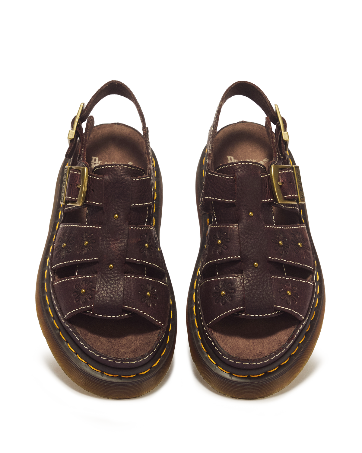 Wrenlie Open Toe Grizzly Leather Fisherman Platform Sandals in Dark Brown