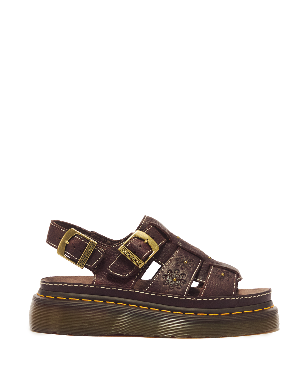 Wrenlie Open Toe Grizzly Leather Fisherman Platform Sandals in Dark Brown