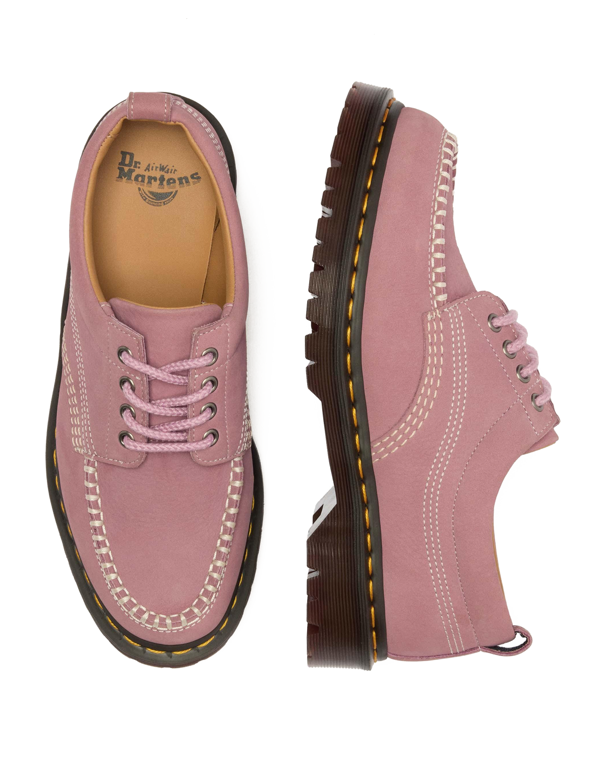 Lowell Nubuck Moc Toe Shoes in Dusty Rose