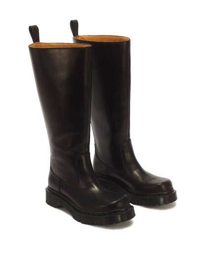 Rejena Hi Old Harness Leather Boots in Black