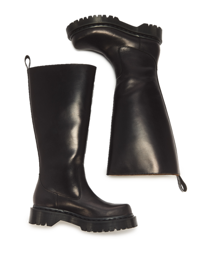 Rejena Hi Old Harness Leather Boots in Black