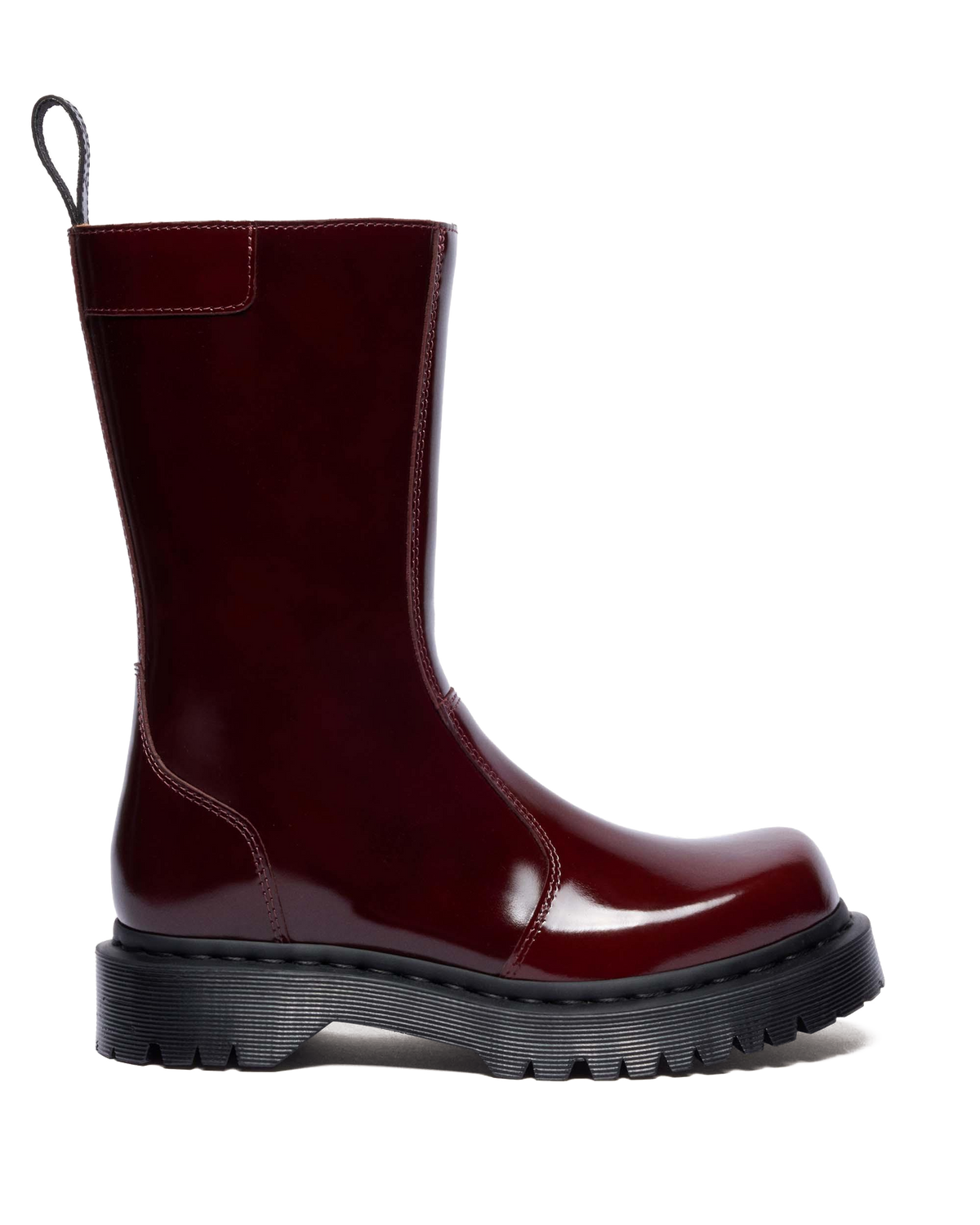 Rejena Lacquered Leather Boots in Cherry Red