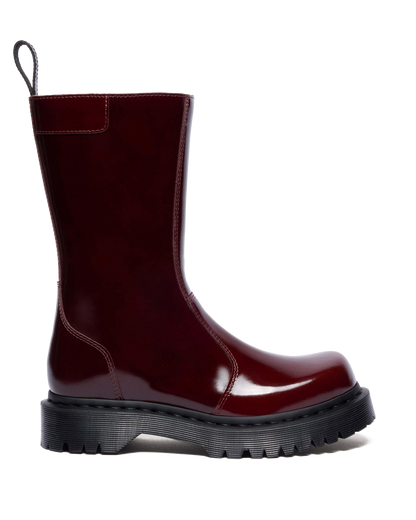 Rejena Lacquered Leather Boots in Cherry Red