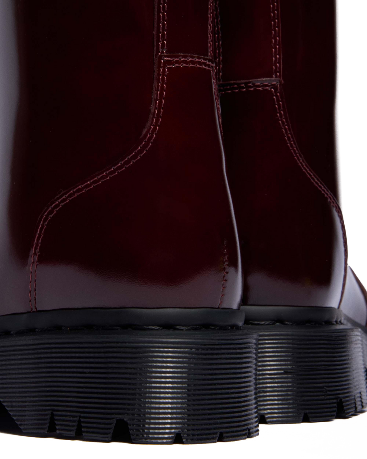 Rejena Lacquered Leather Boots in Cherry Red