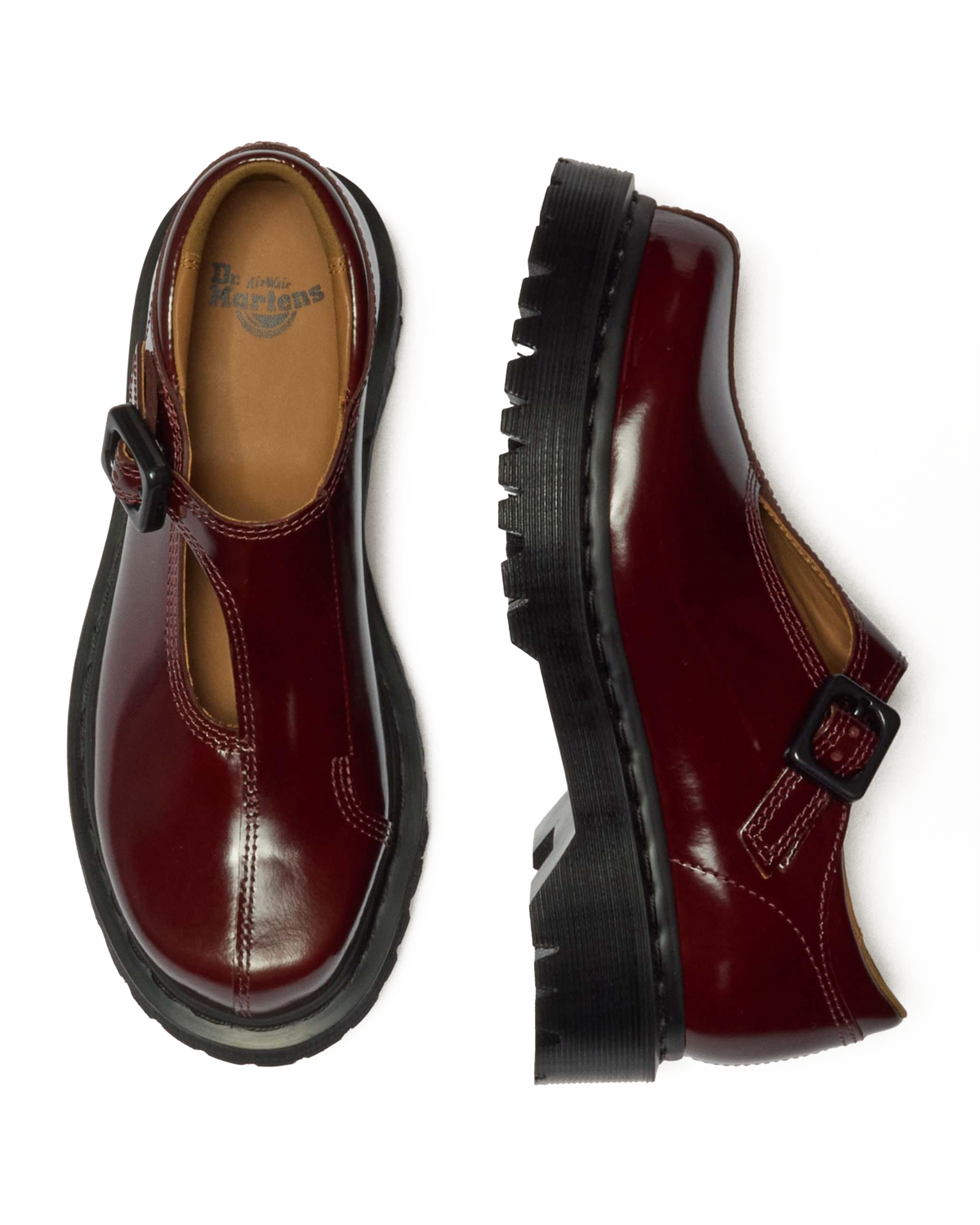 Rejena Mary Jane Lacquered Leather Shoes in Cherry Red