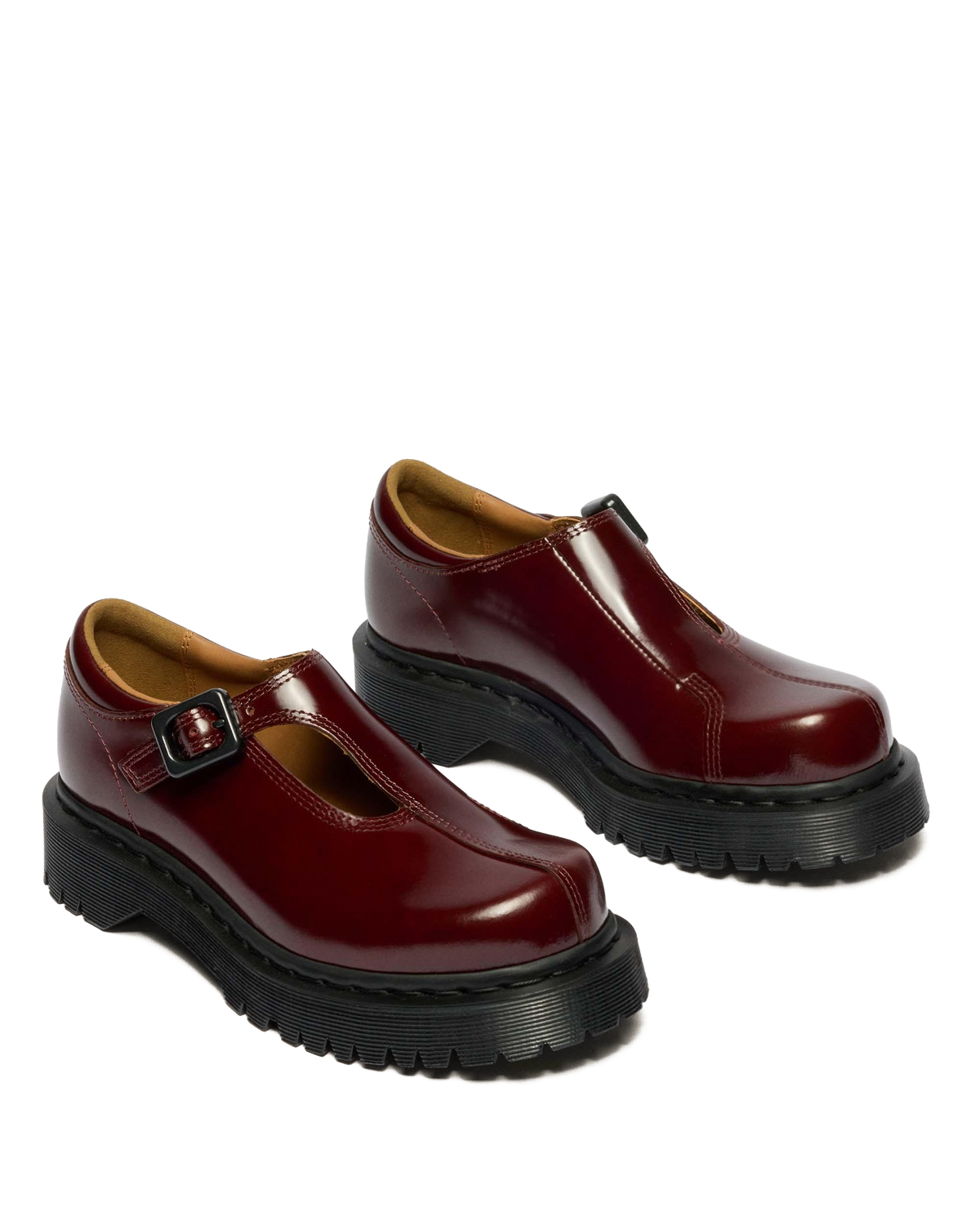 Rejena Mary Jane Lacquered Leather Shoes in Cherry Red