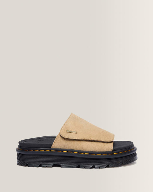 Zebzag Suede Platform Slides in Savannah Tan