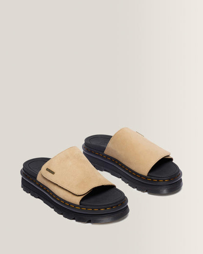 Zebzag Suede Platform Slides in Savannah Tan