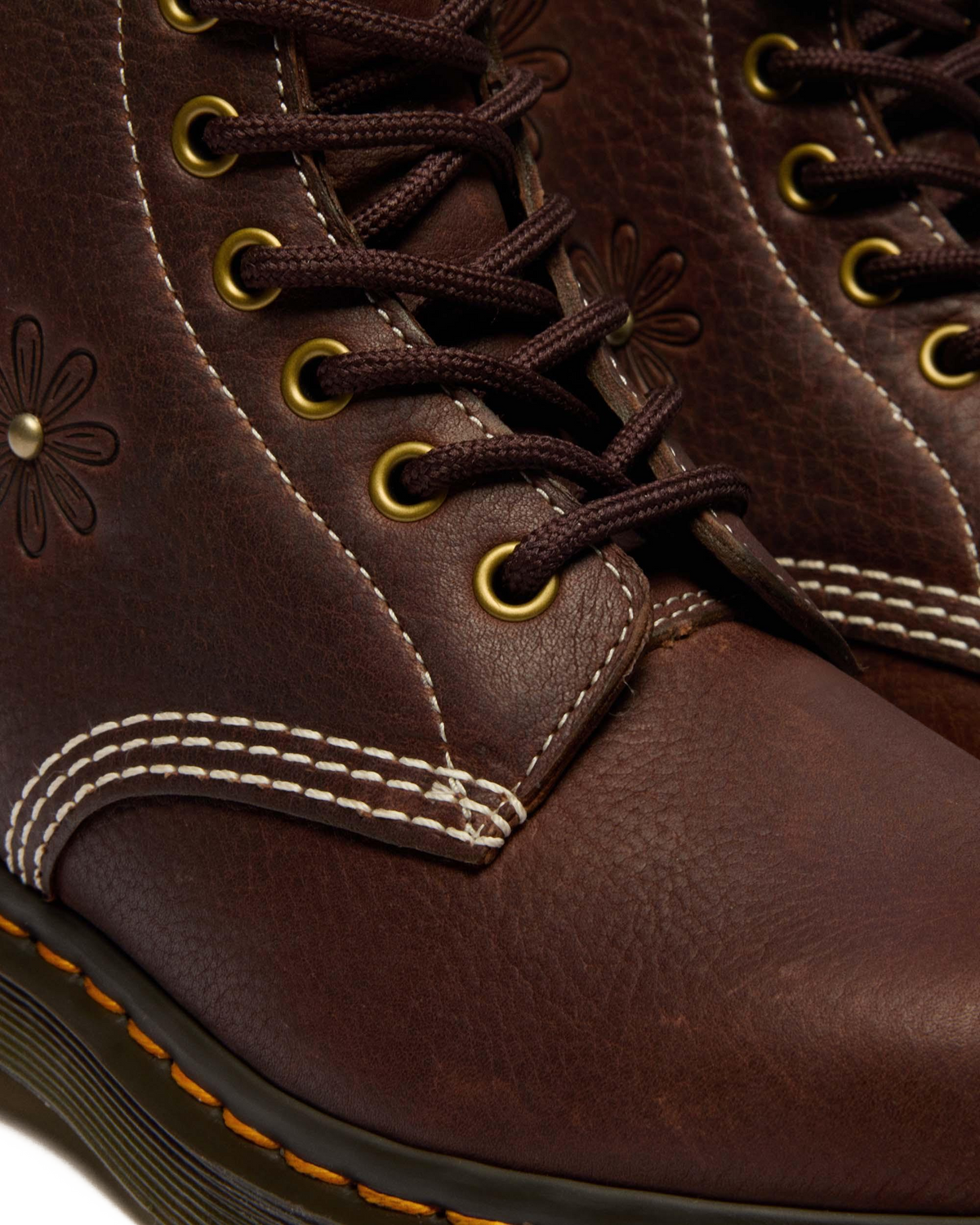 1460 Pascal Flower Grizzly Leather Boots in Dark Brown