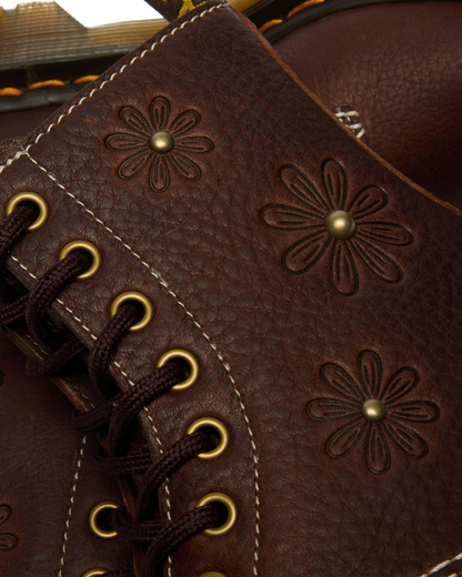 1460 Pascal Flower Grizzly Leather Boots in Dark Brown