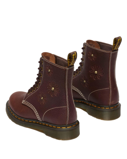 1460 Pascal Flower Grizzly Leather Boots in Dark Brown