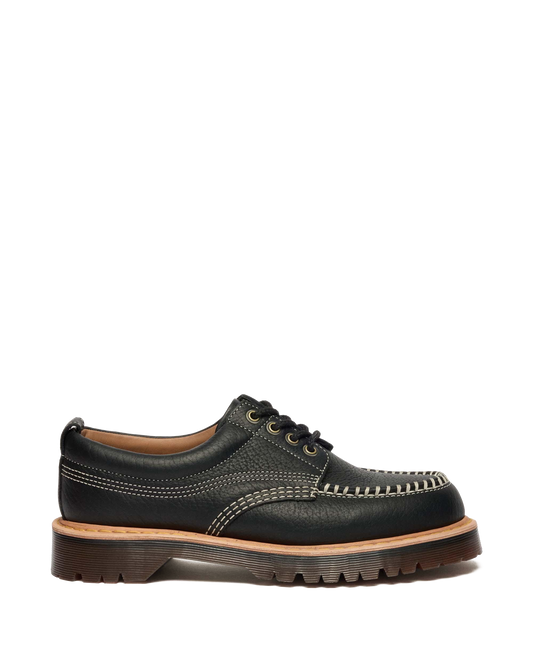 Lowell Wild Grain Leather Moc Toe Shoes in Black