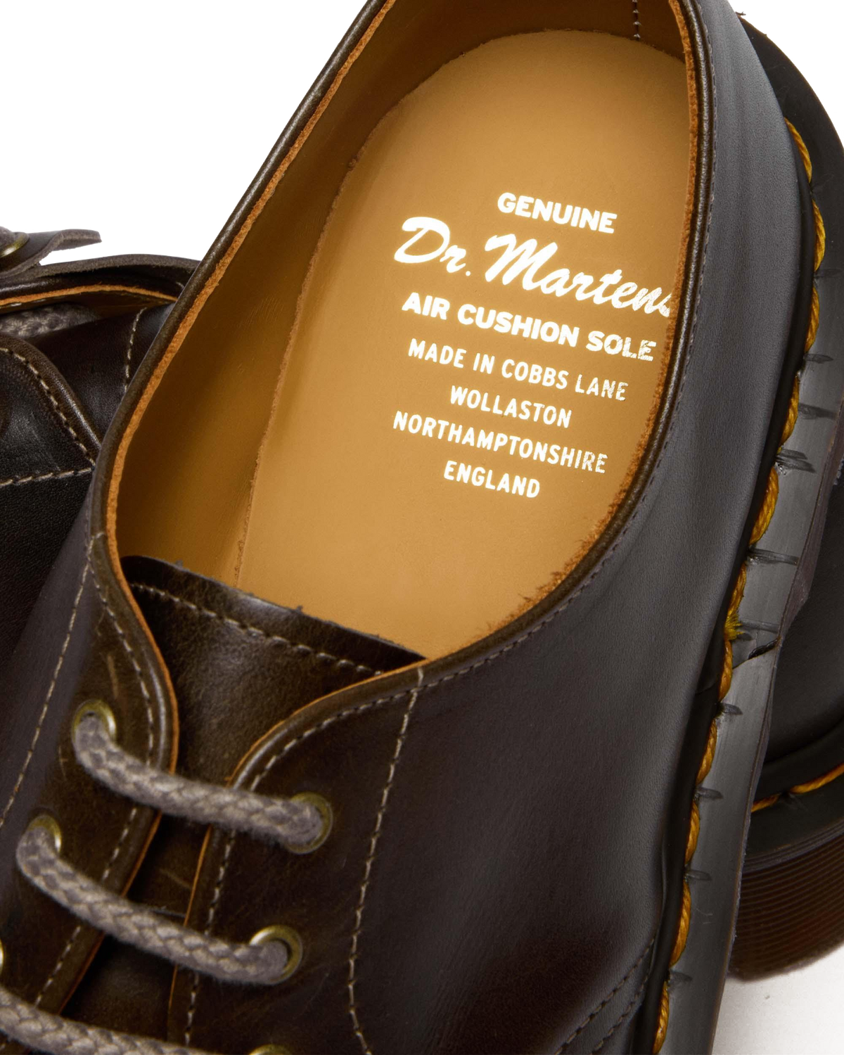 1461 Made In England Classic Calf Leather Shoes in Sepia Grey