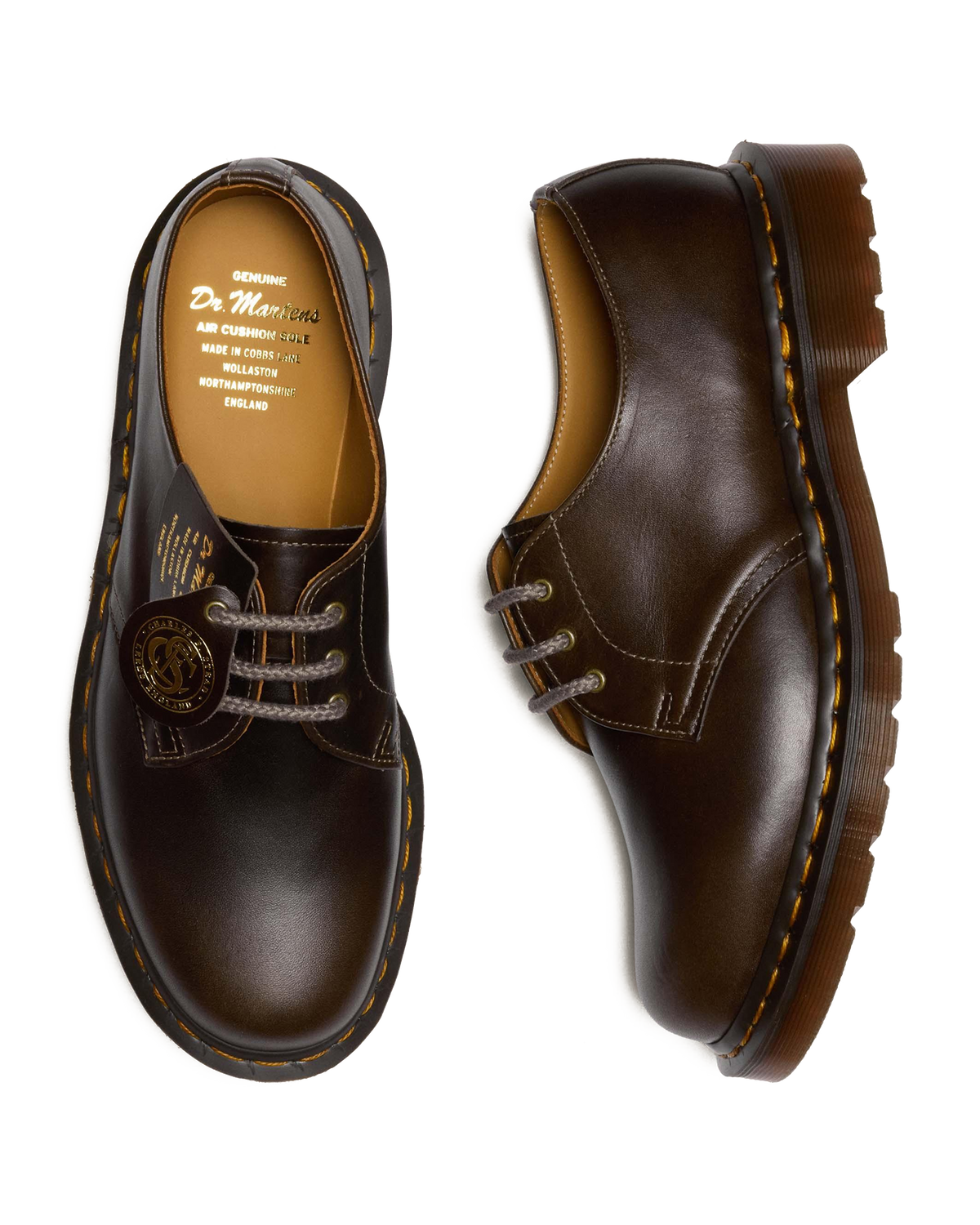1461 Made In England Classic Calf Leather Shoes in Sepia Grey