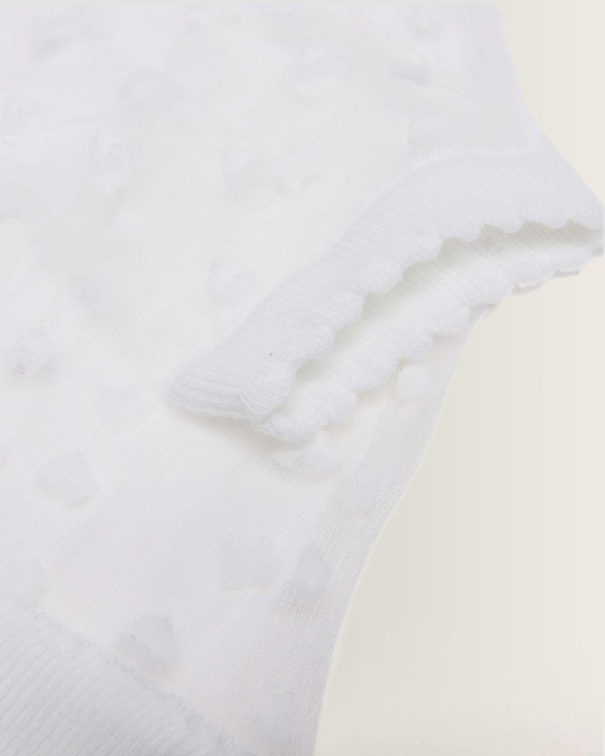 Short Heart Mesh Organic Cotton Blend Socks in White