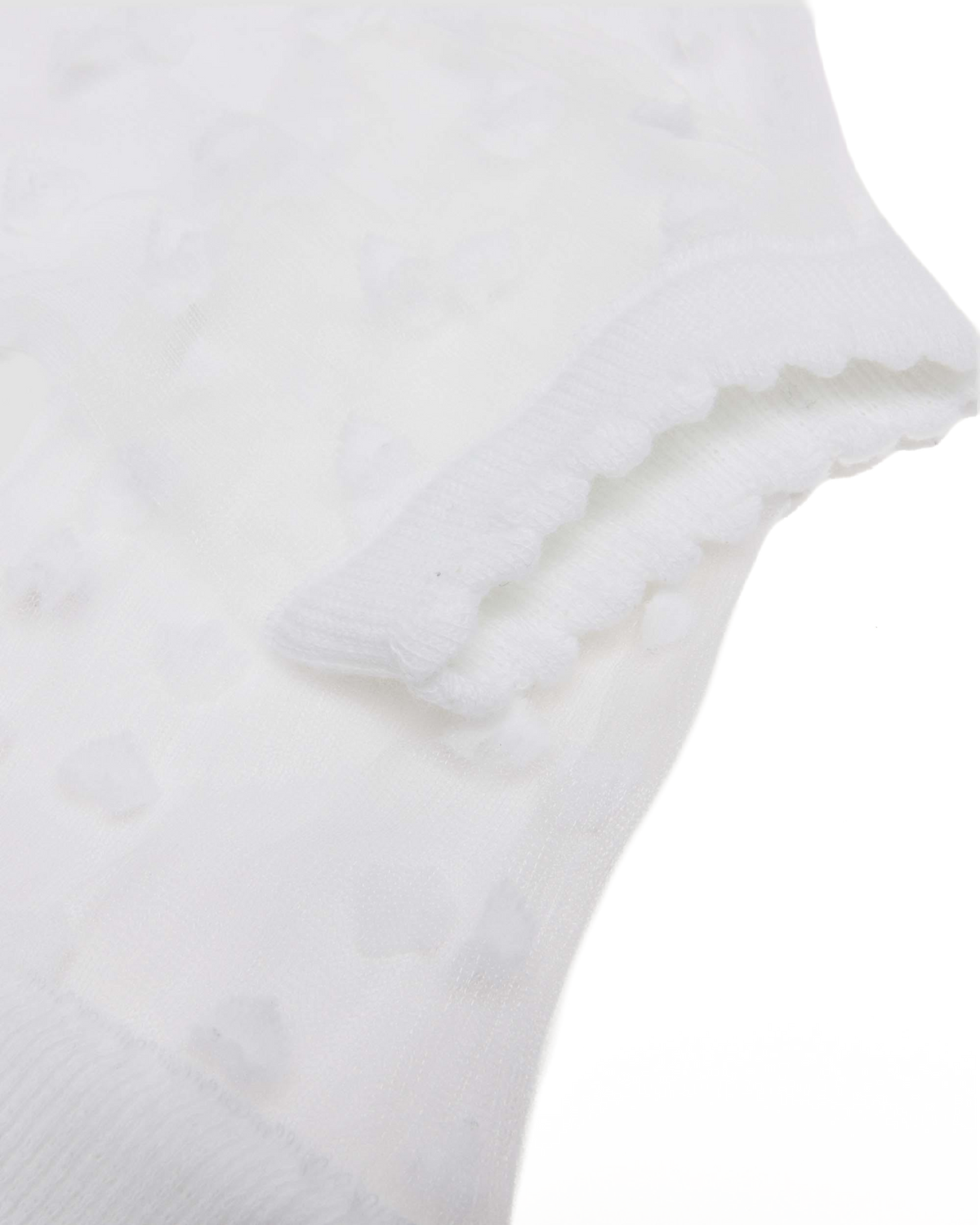 Short Heart Mesh Organic Cotton Blend Socks in White