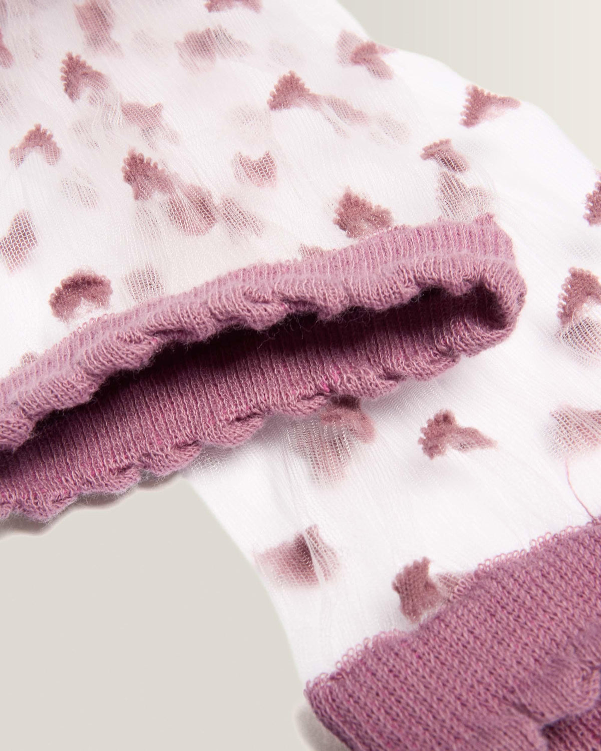 Short Heart Mesh Organic Cotton Blend Socks in Dusty Rose