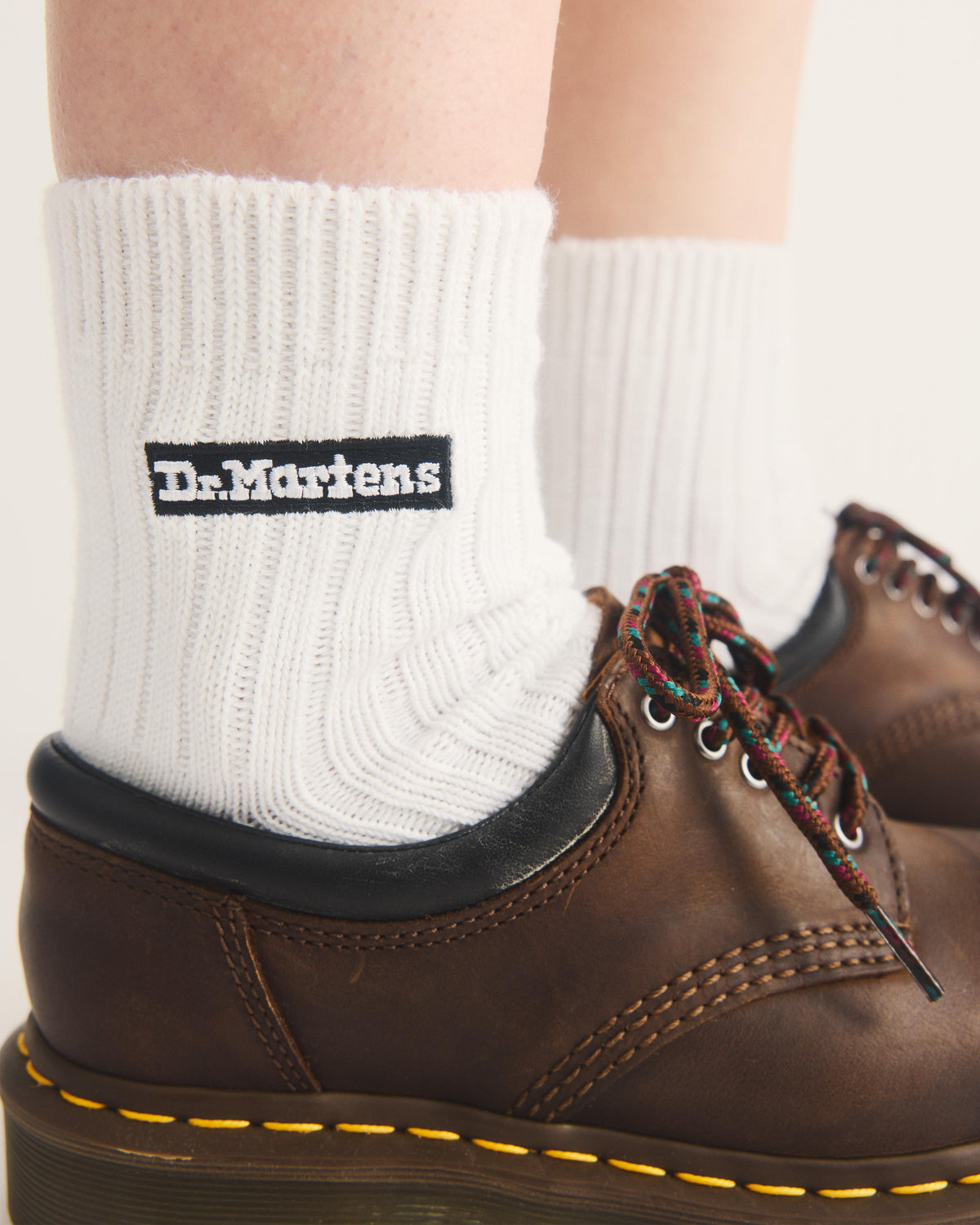 Short Athletic Logo Organic Cotton Blend Socks in White