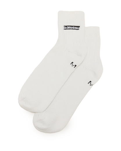 Short Athletic Logo Organic Cotton Blend Socks in White