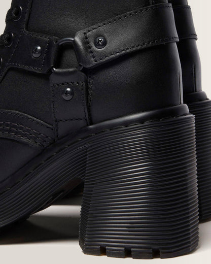 Chesney Harness Sendal Leather Heeled Boots in Black