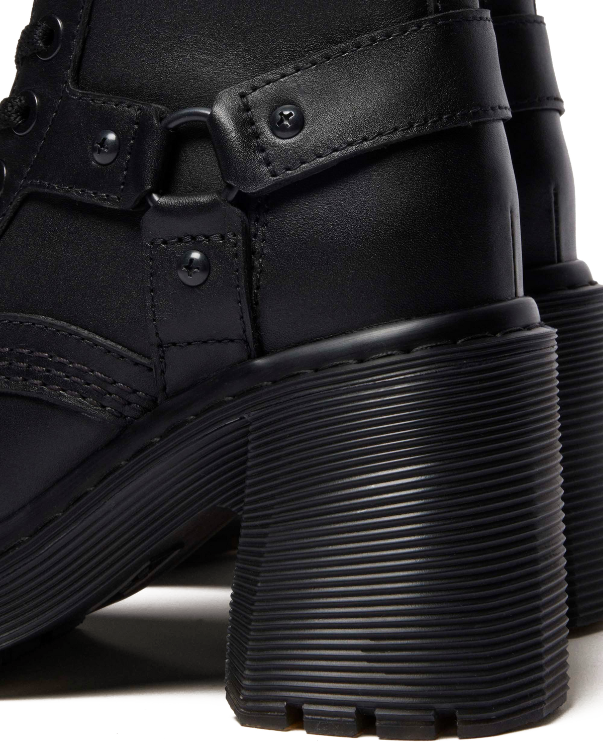 Chesney Harness Sendal Leather Heeled Boots in Black