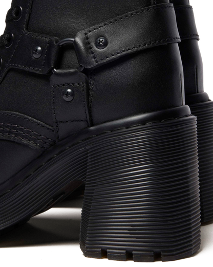 Chesney Harness Sendal Leather Heeled Boots in Black