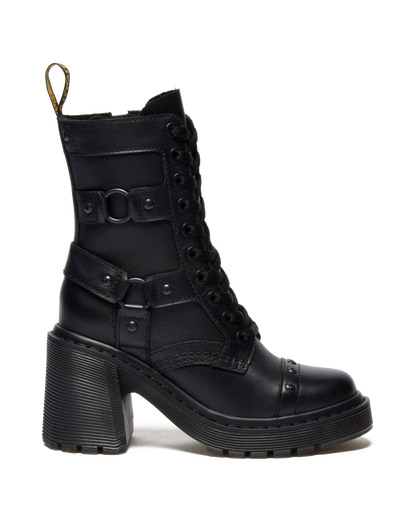 Chesney Harness Sendal Leather Heeled Boots in Black