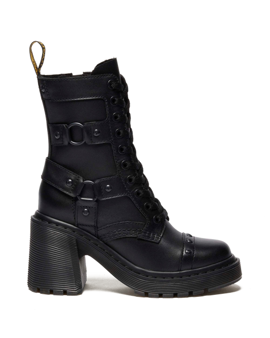 Chesney Harness Sendal Leather Heeled Boots in Black