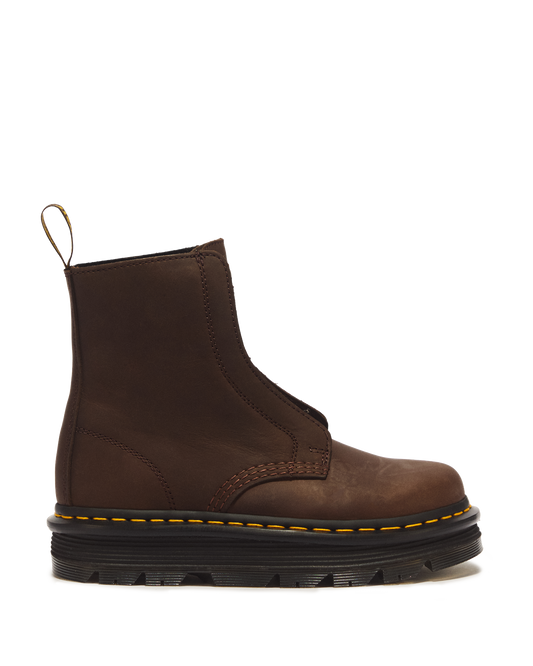 Zebzag Laceless Slip On Leather Boots in Dark Brown