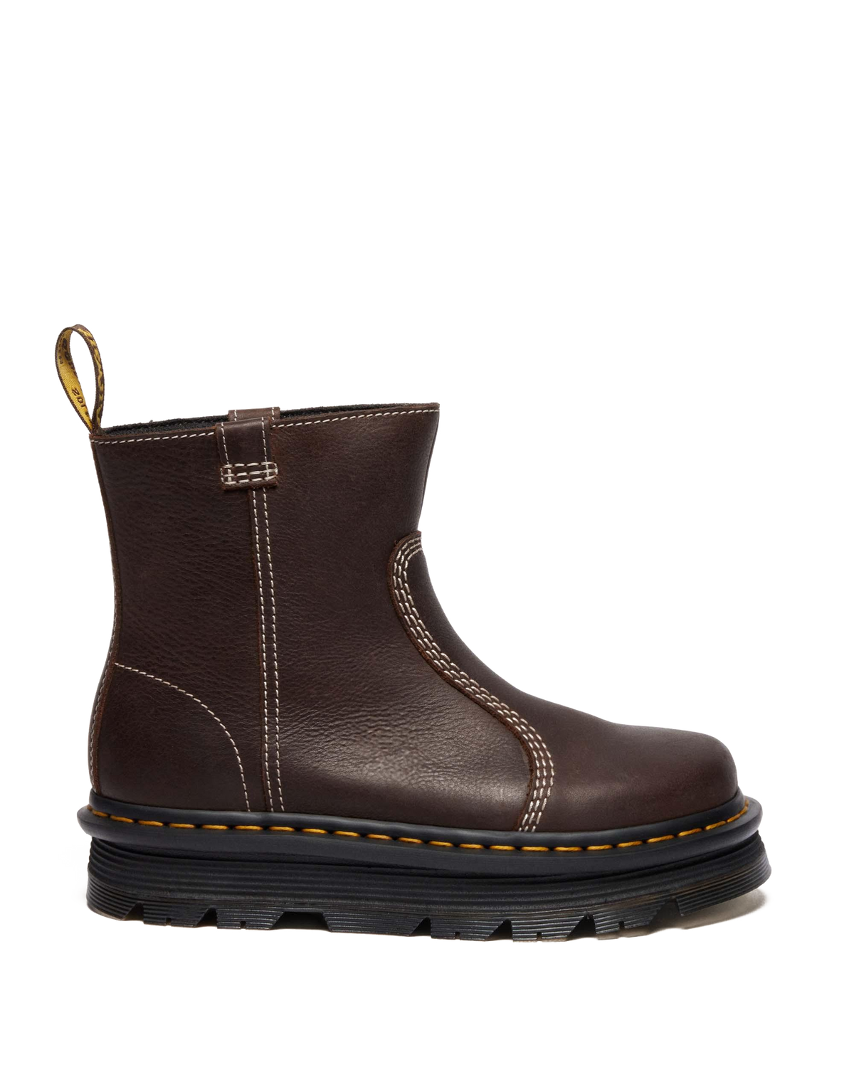 Zebzag Rigger Slip On Leather Boots in Dark Brown
