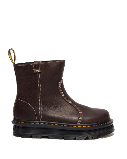 Zebzag Rigger Slip On Leather Boots in Dark Brown