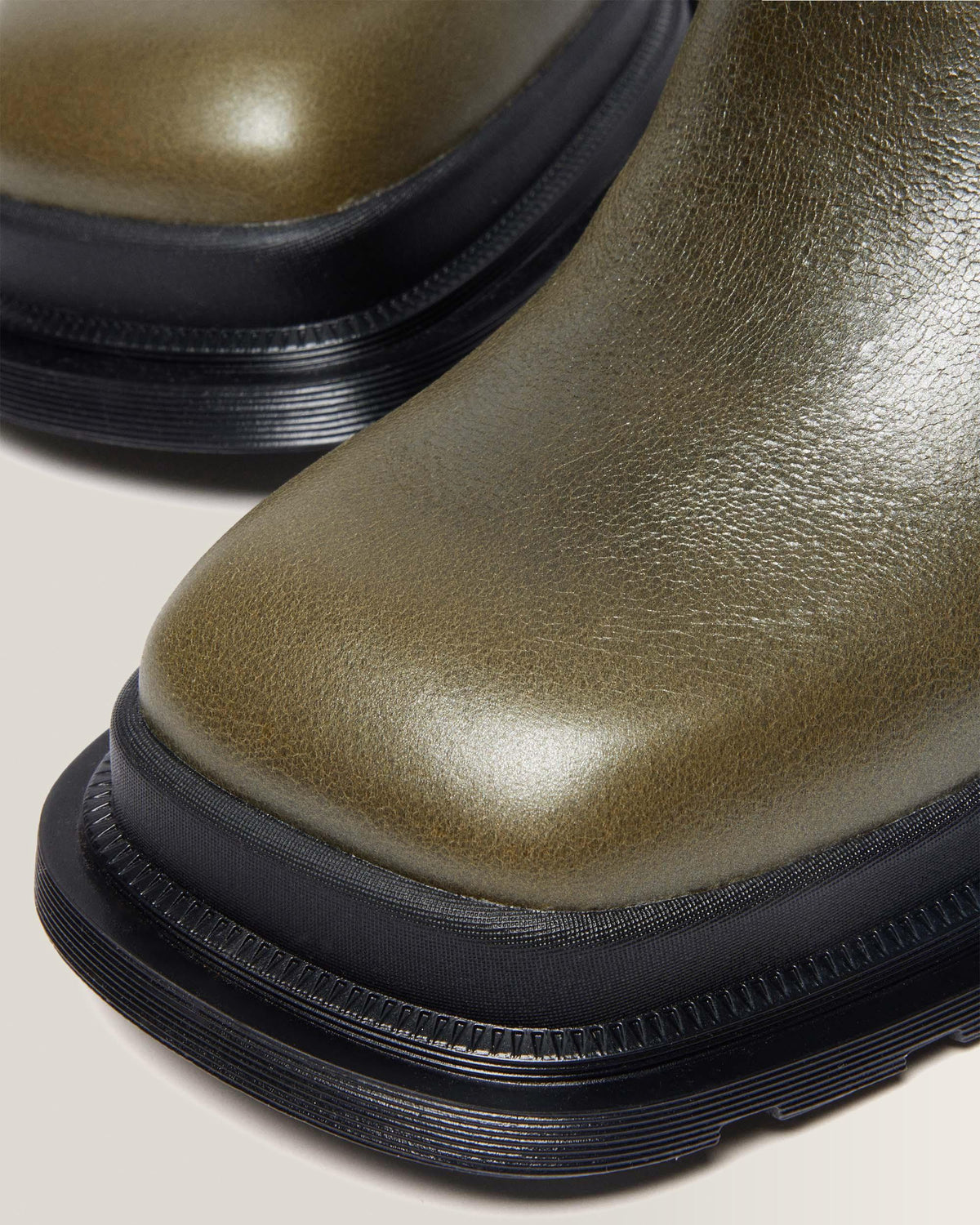 MAYBOLE CHELSEA SQUARE TOE LEATHER BOOTS in Olive Green